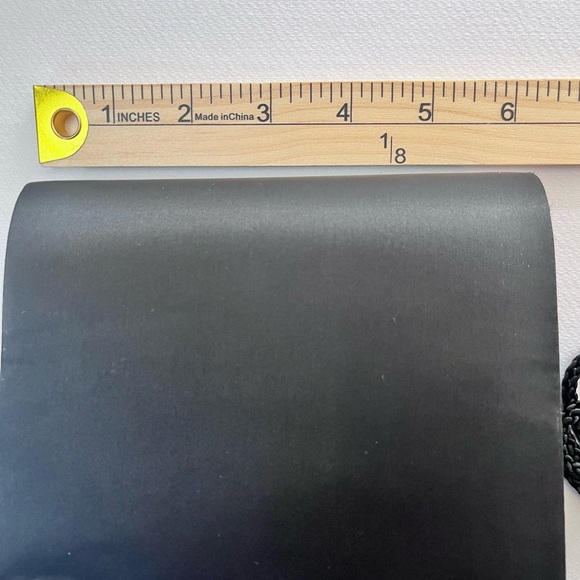 Bechamel Black Satin Evening Purse Snap Closure Mirror Rope Style Shoulder Strap - Picture 7 of 8